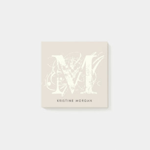 Chick typografie beige monogram naam post-it® notes