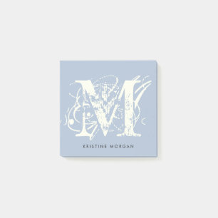 Chick typografie blauwe monogram naam post-it® notes