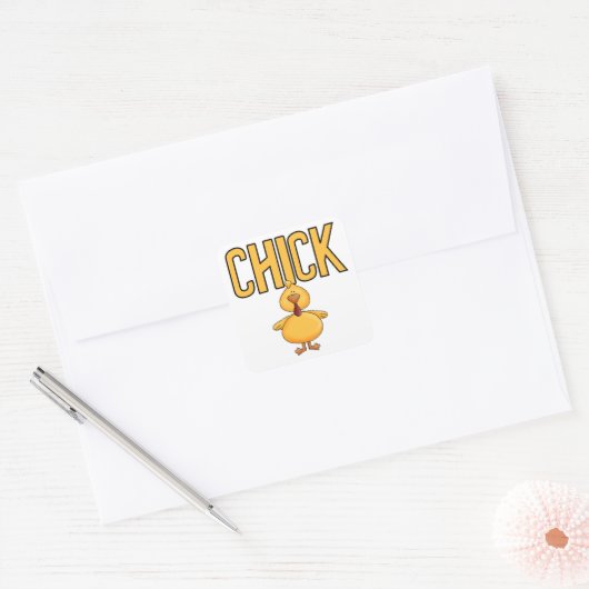 Chick Vierkante Sticker (Envelop)