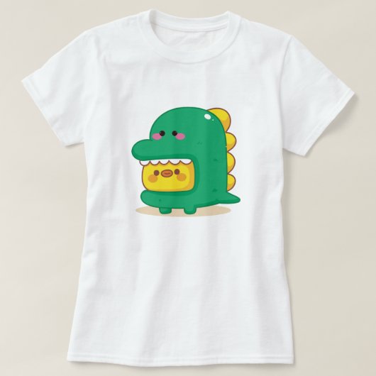 Chick Wearing Dinosaur Costume T-Shirt (Design devant)