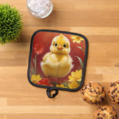 Chick With Flowers Pot Holder Pannenlap (Top down)