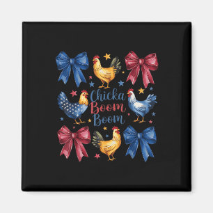 Chicka Boom Boom Funny American Flag Chicken Graph Magneet