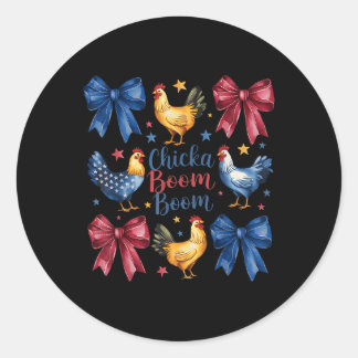 Chicka Boom Boom Funny American Flag Chicken Graph Ronde Sticker