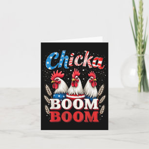 Chicka Boom Boom Funny Patriotic Chicken 4th of Ju Kaart