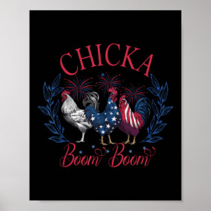 Chicka Boom Boom Grappige Patriotische Kip 4 juli Poster