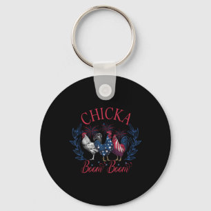 Chicka Boom Boom Grappige Patriotische Kip 4 juli Sleutelhanger