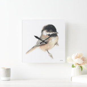 Chickade Art Vierkante Wandklok Klok