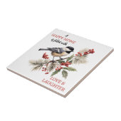 Chickade Liefde en Lachen Thuis Tegeltje (Zijkant)