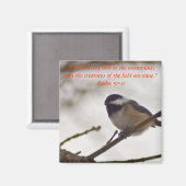 Chickade op een Twig Magneet (Voorkant / Achterkant)