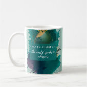 Chickadee Abstrait à l'aquarelle - Mug Turquoise (Gauche)