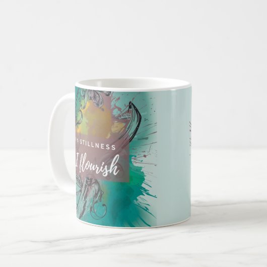 Chickadee Abstrait à l'aquarelle - Mug Turquoise (Devant gauche)