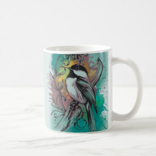 Chickadee Abstrait à l'aquarelle - Mug Turquoise