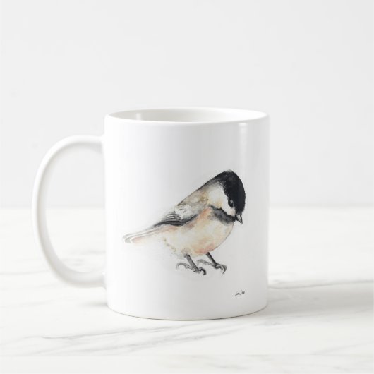Chickadee Aquarelle Art Café Mug (Gauche)