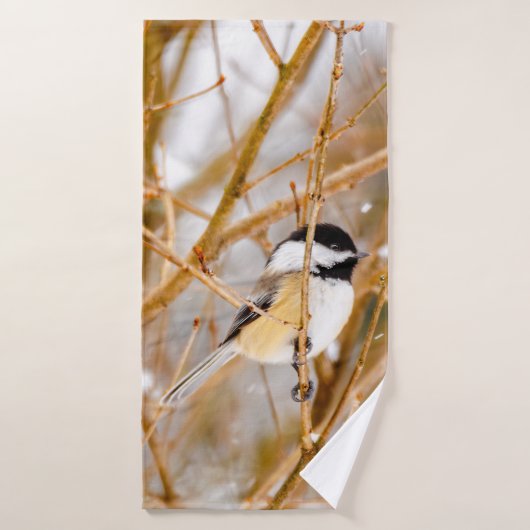 Chickadee au plafond noir - Photo originale (Serviette de bain)