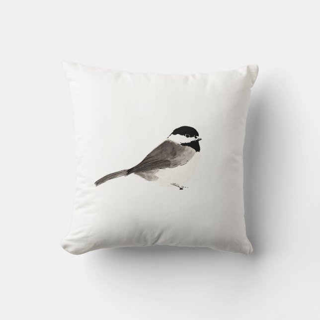Chickadee Bird Art Kussen (Voorkant)