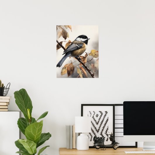 Chickadee Bird Art Print Poster (Thuiskantoor)