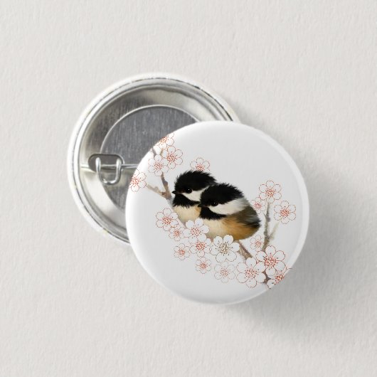 Chickadee Bird Button (Voorkant /achterkant)