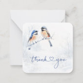 Chickadee Bird en hiver Merci Carte de note (Devant)