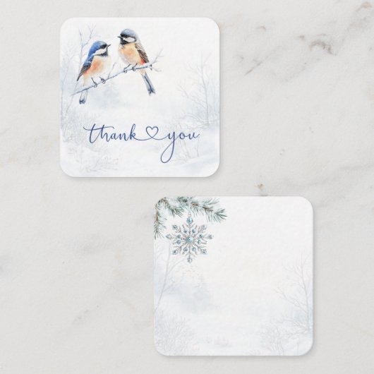 Chickadee Bird en hiver Merci Carte de note (Devant / Derrière)