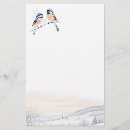 Chickadee Bird in de winter Kerstmis Briefpapier (Voorkant)