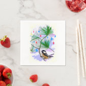 Chickadee Bird in Tree Paper Napkins Servet (Insitu)