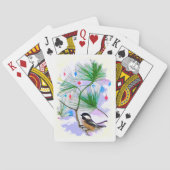Chickadee Bird in Tree Paring Cards Speelkaarten (Achterkant)