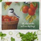 Chickadee Birds Apple Harvest Theedoek (Gevouwen)