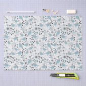 Chickadee Birds Cute Blue Gray Flowers Berries Tissuepapier (Craft)