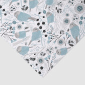 Chickadee Birds Cute Blue Gray Flowers Berries Tissuepapier (Detail)