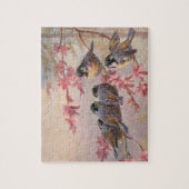 Chickadee Birds on Pink Blossom  Spring Legpuzzel (Verticaal)
