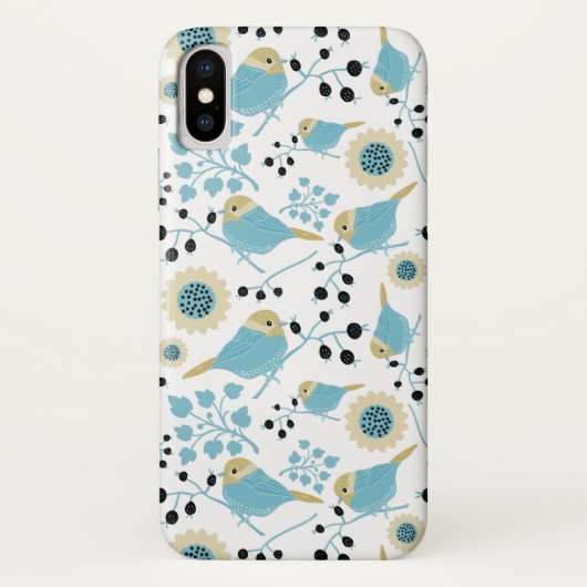 Chickadee Black Capped Bird Berries Flowers Case-Mate iPhone Case (Achterkant)