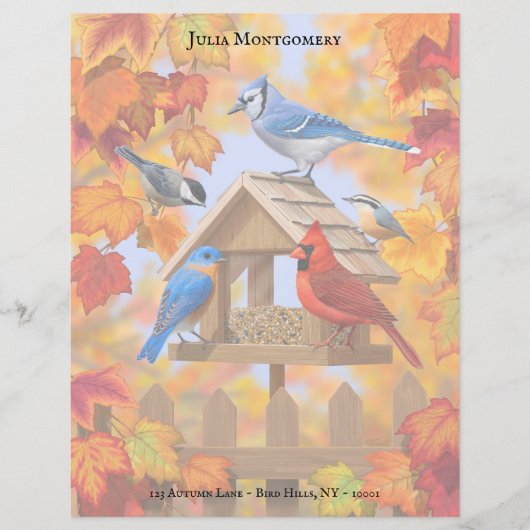 Chickadee Bluebird Cardinaal Jay Autumn Bird Feede (Voorkant)