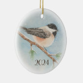 Chickadee Date de Noël Ornement (Droite)