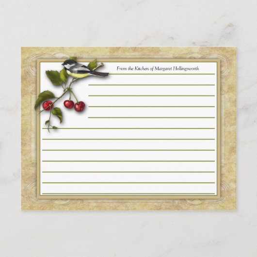 Chickadee en Cherries Recept Kaarten (Voorkant)