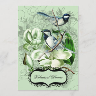 Chickadee en Magnolia Rehearsal Dinner Invitation Kaart
