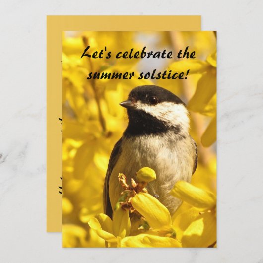 Chickadee et Fleurs Summer Solstice Invitation (Devant / Derrière)