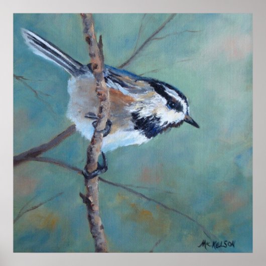 Chickadee Fine Art Bird Print (Voorkant)