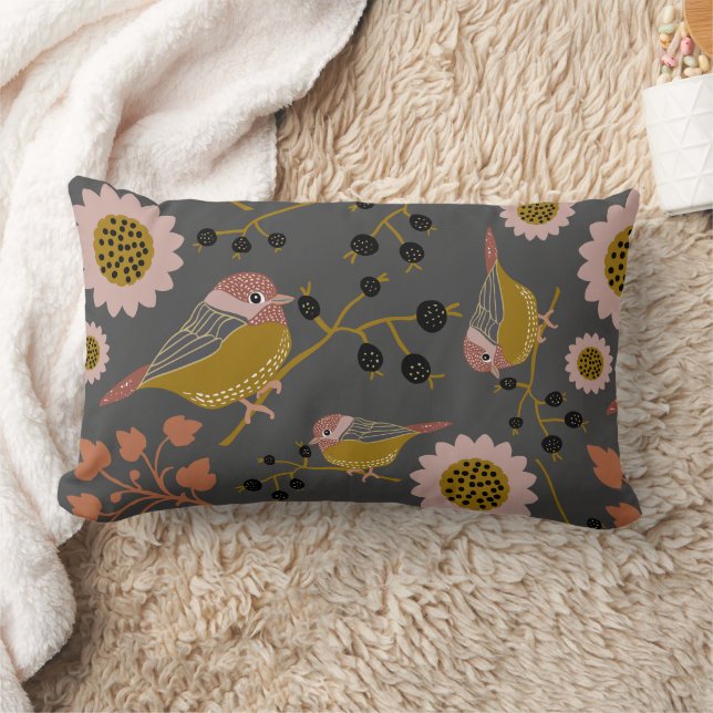 Chickadee Gold Pink Black Pattern Kussen (Deken)