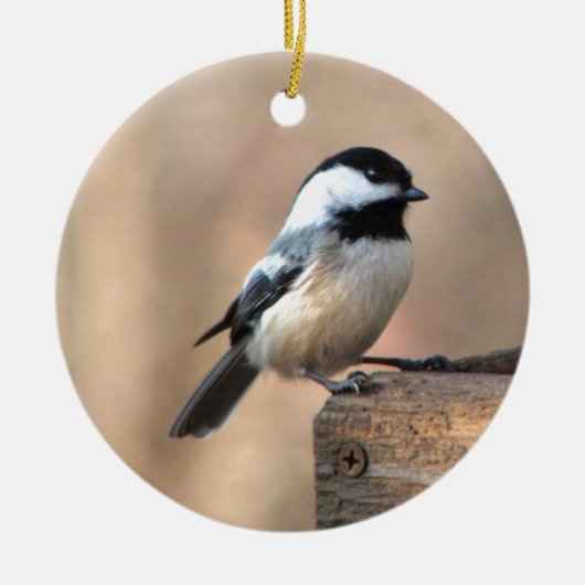 Chickadee in Golden Light Keramisch Ornament (Voorkant)
