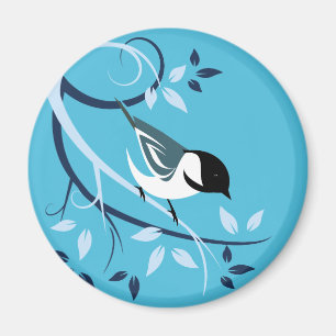Chickadee in Tree Branch Magneet