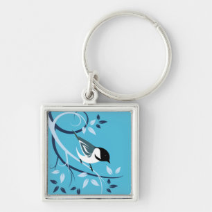 Chickadee in Tree Branch Sleutelhanger
