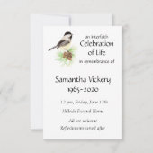 Chickadee Invitation du service Memorial (Dos)