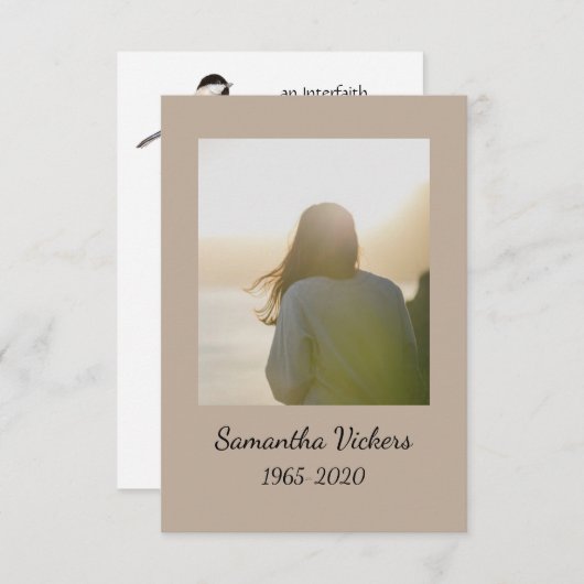 Chickadee Invitation du service Memorial (Devant / Derrière)