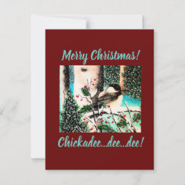 Chickadee kerstgeklets feestdagenkaart