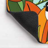 Chickadee met Floral Print Muismat (Hoek)