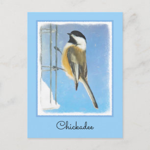 Chickadee on feeder Painting - Original Bird Art Briefkaart