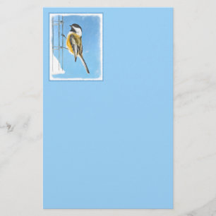 Chickadee on feeder Painting - Original Bird Art Briefpapier