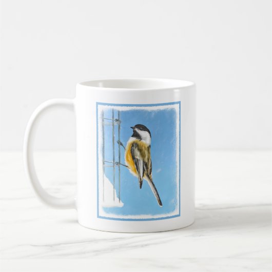 Chickadee on feeder Painting - Original Bird Art Koffiemok (Links)