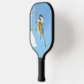 Chickadee on feeder Painting - Original Bird Art Pickleball Paddle (Links)