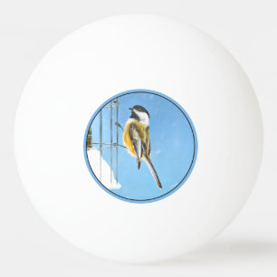 Chickadee on feeder Painting - Original Bird Art Pingpongballen